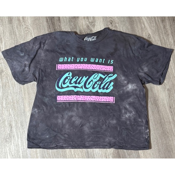 Coca Cola What You Want Is Gray Tie Dye Graphic T Shirt Youth Large - Picture 1 of 3